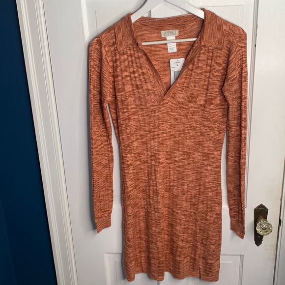 L* space Women’s Aria Long Sleeve Collared Dress in Sahara New w Tag W-329 Sz M - Picture 3 of 10